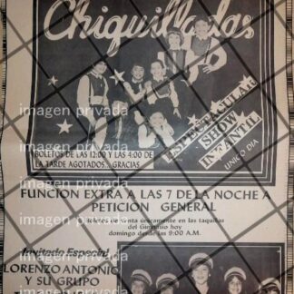 CARTEL RETRO CONCIERTO CHIQUILLADAS Y LORENZO ANTONIO MONTERREY