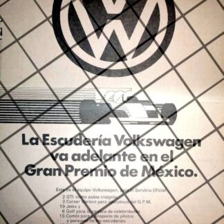 CARTEL RETRO ESCUDERIA VOLKSWAGEN GRAN PREMIO DE MEXICO 1987