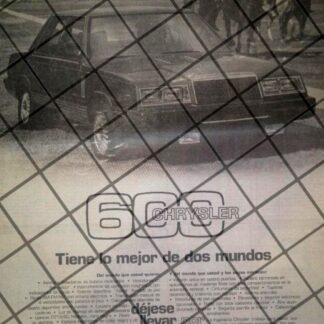 CARTEL RETRO AUTOS CHRYSLER 600 1984 /RARO