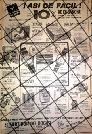 CARTEL PUBLICITARIO RETRO MUEBLERIA EL SURTIDOR DEL HOGAR 1984