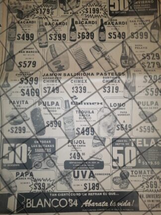 CARTEL PUBLICITARIO RETRO MONTERREY TIENDAS BLANCO 1984