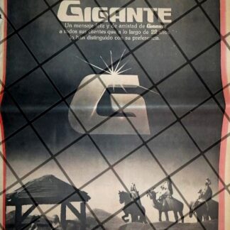 CARTEL PUBLICITARIO RETRO MONTERREY. TIENDAS GIGANTE 1984