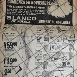 PUBLICIDAD ANTIGUA TIENDA BLANCO DE PUEBLA 1967 /5