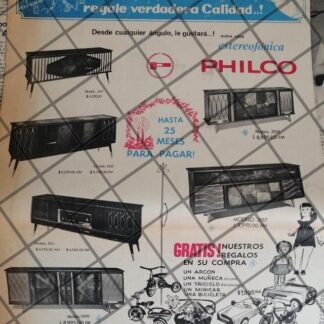 CARTEL PUBLICITARIO RETRO CONSOLAS PHILCO 1969 /21 RV