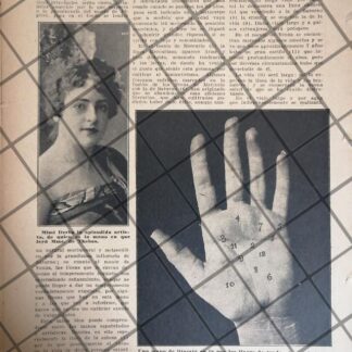 AFICHE RETRO MADAME DE THEBES LEE MANO A MIMI DERBA 1920