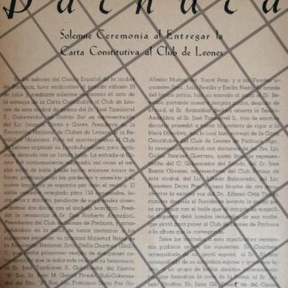 AFICHE RETRO INAUGURAN CLUB DE LEONES DE PACHUCA 1944