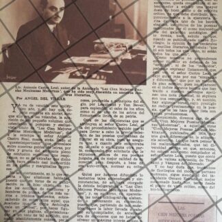 AFICHE ANTIGUO. EL ESCRITOR. ANTONIO CASTRO LEAL 1937