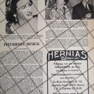 AFICHE RETRO PIANISTA ROSA MARIA CASARES DOMINGUEZ Y MAS