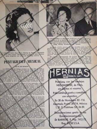 AFICHE RETRO PIANISTA ROSA MARIA CASARES DOMINGUEZ Y MAS