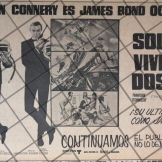 AFICHE PUBLICITARIO RETRO PELICULA. 007 SOLO SE VIVE 2 VECES