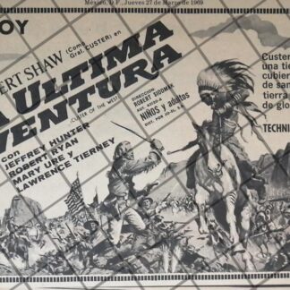 AFICHE PUBLICITARIO RETRO PELICULA. SU ULTIMA AVENTURA 1969