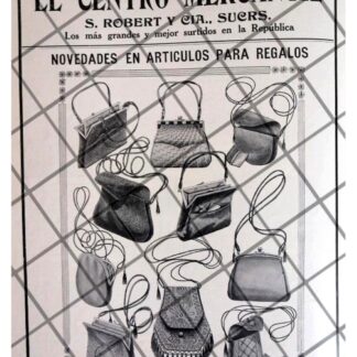 CARTEL PUBLICITARIO BOLSOS DAMA DEL CENTRO MERCANTIL 1911