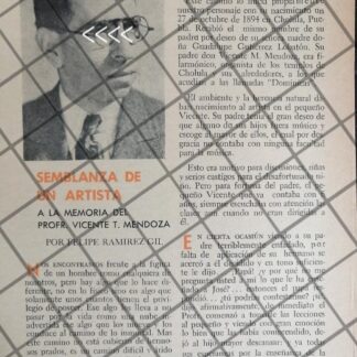 AFICHE RETRO PROFESOR VICENTE T. MENDOZA GUTIERREZ 1969