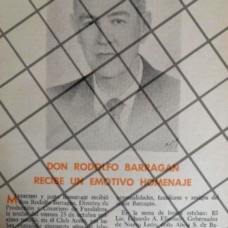 AFICHE ANTIGUO DON. RODOLFO BARRAGAN 1969