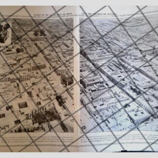 GRABADO ANTIGUO EL D.F. DESDE AVION, EDUARDO MELHADO 1920