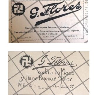 2 AFICHES ANTIGUOS SASTRERIA G. FLORES /SIMBOLO NAZI 1921