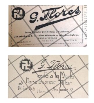 2 AFICHES ANTIGUOS SASTRERIA G. FLORES /SIMBOLO NAZI 1921