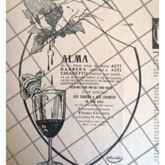 RARO AFICHE ANTIGUO VINOS ASTI BARBERA 1920