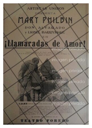 CARTEL ANTIGUO PELICULA. LLAMARADAS DE AMOR 1929 CINE MUDO