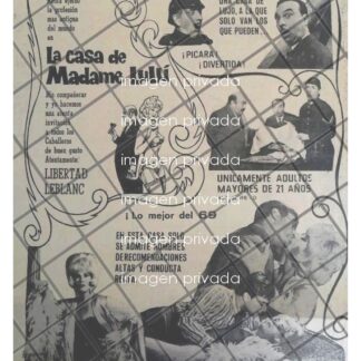 AFICHE DE CINE RETRO. PELICULA. LA CASA DE MADAME LULU 1969