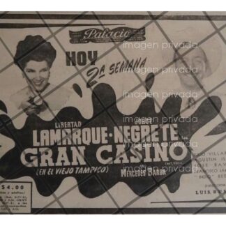 CARTEL RETRO PELICULA. GRAN CASINO. JORGE NEGRETE 1947