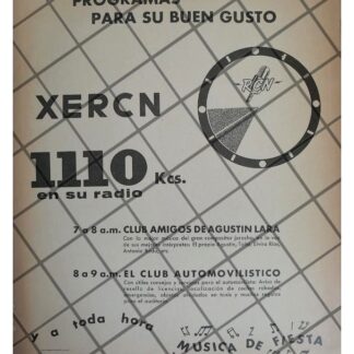 PUBLICIDAD RETRO RADIO DIFUSORA XERCN 1961