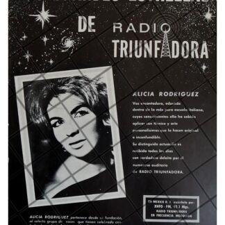 AFICHE RETRO CANTANTE ALICIA RODRIGUEZ. XHFO RADIO 1982