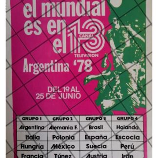 AFICHE RETRO IMEVISION CANAL 13. COPA MUNDIAL 1978