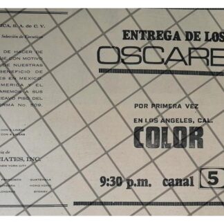 AFICHE RETRO TELEVISA. PREMIOS OSCAR 1969 CANAL 2