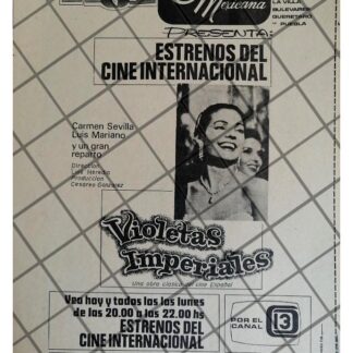 AFICHE RETRO TELEVISORA CANAL 13. VIOLETAS IMPERIALES 1969