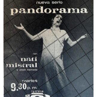 AFICHE RETRO TELEVISA PROGRAMA PANDORAMA NATI MISTRAL CH.