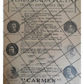 CARTEL ANTIGUO TEMPORADA DEL TEATRO IRIS 1922