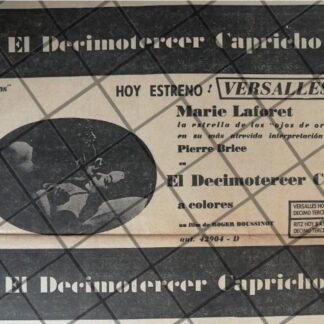 AFICHE RETRO PELICULA. DEL DECIMO TERCER CAPRICHO 1967