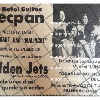 AFICHE RETRO GRUPO GOLDEN JETS EN HOTEL TECPAN 1967