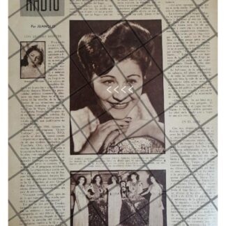 AFICHE RETRO ENTREVISTA A CANTANTE AMPARO MONTES 1944