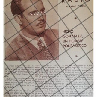 AFICHE ANTIGUO. EL LOCUTOR NICHO GONZALEZ 1952