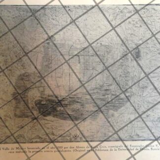 GRABADO ANTIGUO 1938. PLANO VALLE DE MEXICO AÑO 1555