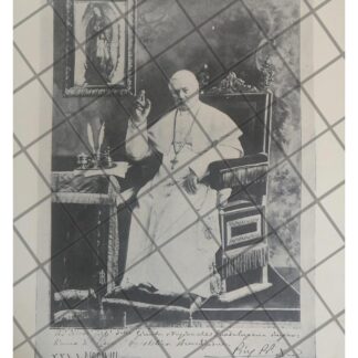GRABADO ANTIGUO PAPA PIO X. BENDICE A LA JUNTA GUADALUPANA