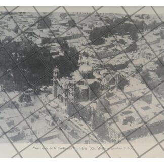 GRABADO ANTIGUO VISTA AEREA BASILICA DE GUADALUPE 1931