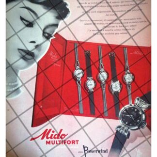CARTEL PUBLICITARIO RETRO RELOJES MIDO MULTIFORT 1955