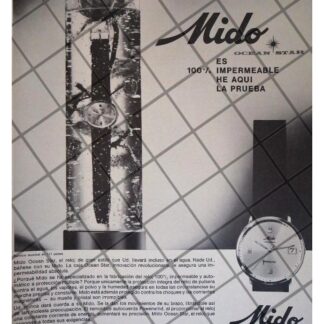 CARTEL PUBLICITARIO RETRO RELOJES MIDO OCEAN STAR 1964