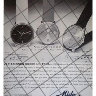 HOJA CARTEL RETRO RELOJES MIDO OCEAN STAR POWERWIND