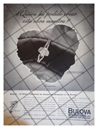 CARTEL PUBLICITARIO RETRO RELOJES BULOVA FASCINATION 1962