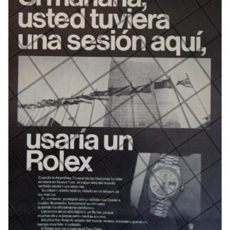 CARTEL PUBLICITARIO RETRO 1969 RELOJES ROLEX Y LA O.N.U