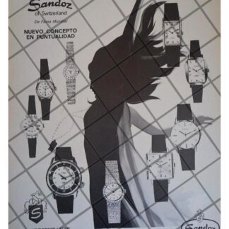 CARTEL PUBLICITARIO RETRO RELOJES SANDOZ 1968 MUY RARO