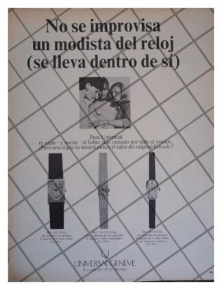 CARTEL PUBLICITARIO RETRO RELOJES UNIVERSAL GENEVE 1967