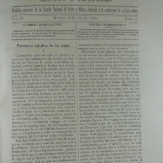 GACETA ANTIGUA. ESCUELA NACIONAL DE ARTES Y OFICIOS. JUL 1880