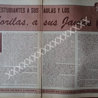 CARTEL ANTIGUO. CONFLICTO ESTUDIANTIL AGO. 1968