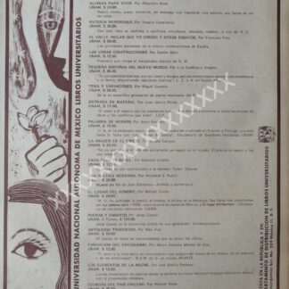 CARTEL ANTIGUO EDITORIAL UNAM LIBRERIA UNIVERSITARIA 1970