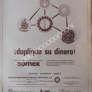 CARTEL ANTIGUO ORIGINAL DEL BANCO SOMEX 1971 /137